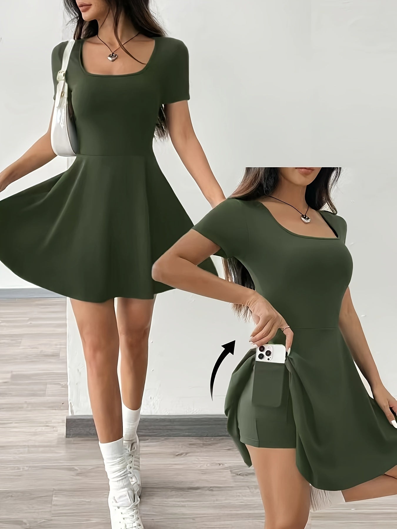 [Pink Short Sleeve Dress] Casual Comfort Fit Women's Pink Short Sleeve Dress | Perfect for Home & Fitness, Summer Style.