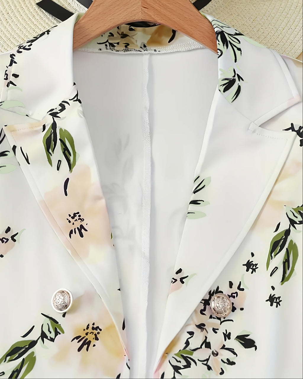 Elegant Floral Blazer and Skirt Set