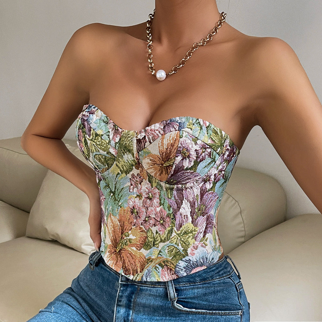 Floral Print Tube Vest Top