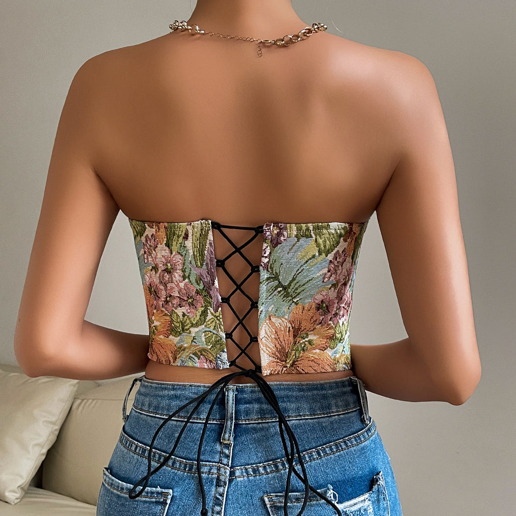 Floral Print Tube Vest Top