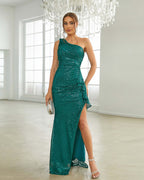 One-Shoulder Sequin Maxi
