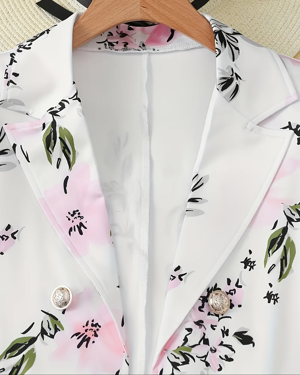 Elegant Floral Blazer and Skirt Set