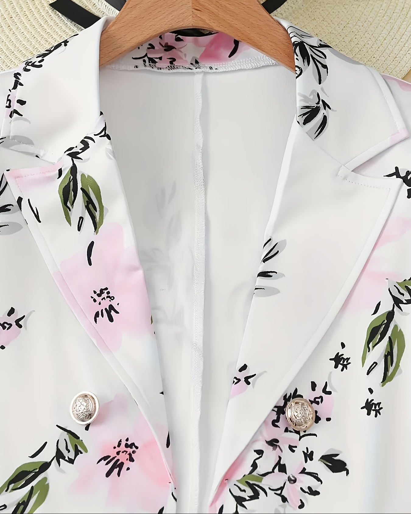 Elegant Floral Blazer and Skirt Set