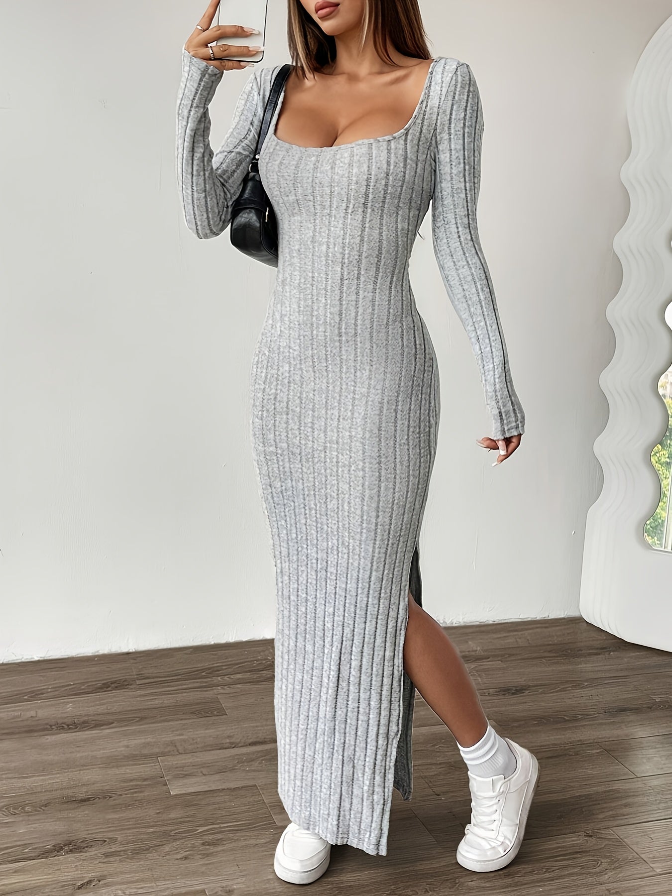 Elegant Long Sleeve A-Line Dress
