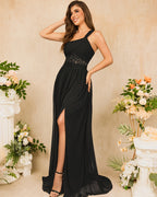 One-Shoulder High-Slit Dress
