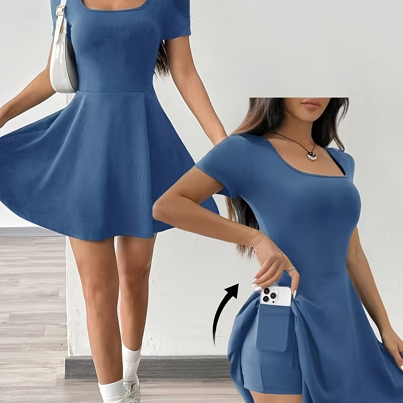 [Pink Short Sleeve Dress] Casual Comfort Fit Women's Pink Short Sleeve Dress | Perfect for Home & Fitness, Summer Style.