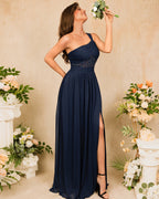 One-Shoulder High-Slit Dress