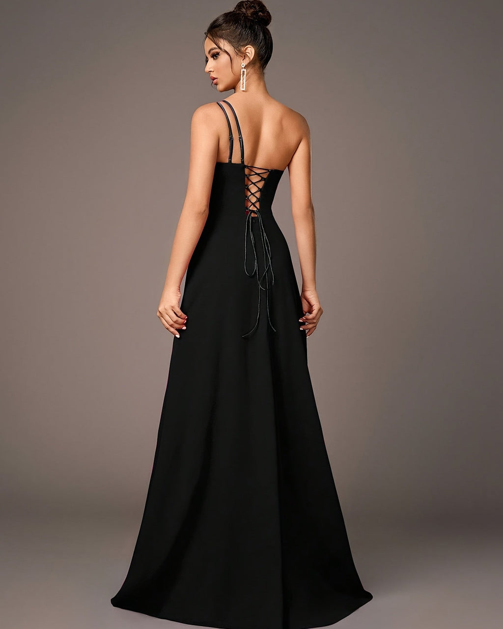 Elegant Black One-Shoulder Evening Dress