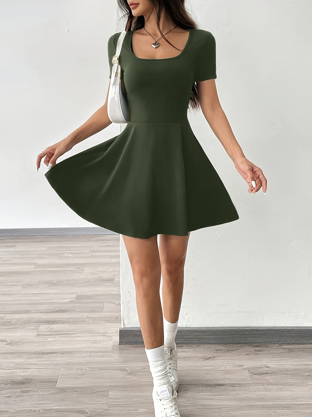 [Pink Short Sleeve Dress] Casual Comfort Fit Women's Pink Short Sleeve Dress | Perfect for Home & Fitness, Summer Style.