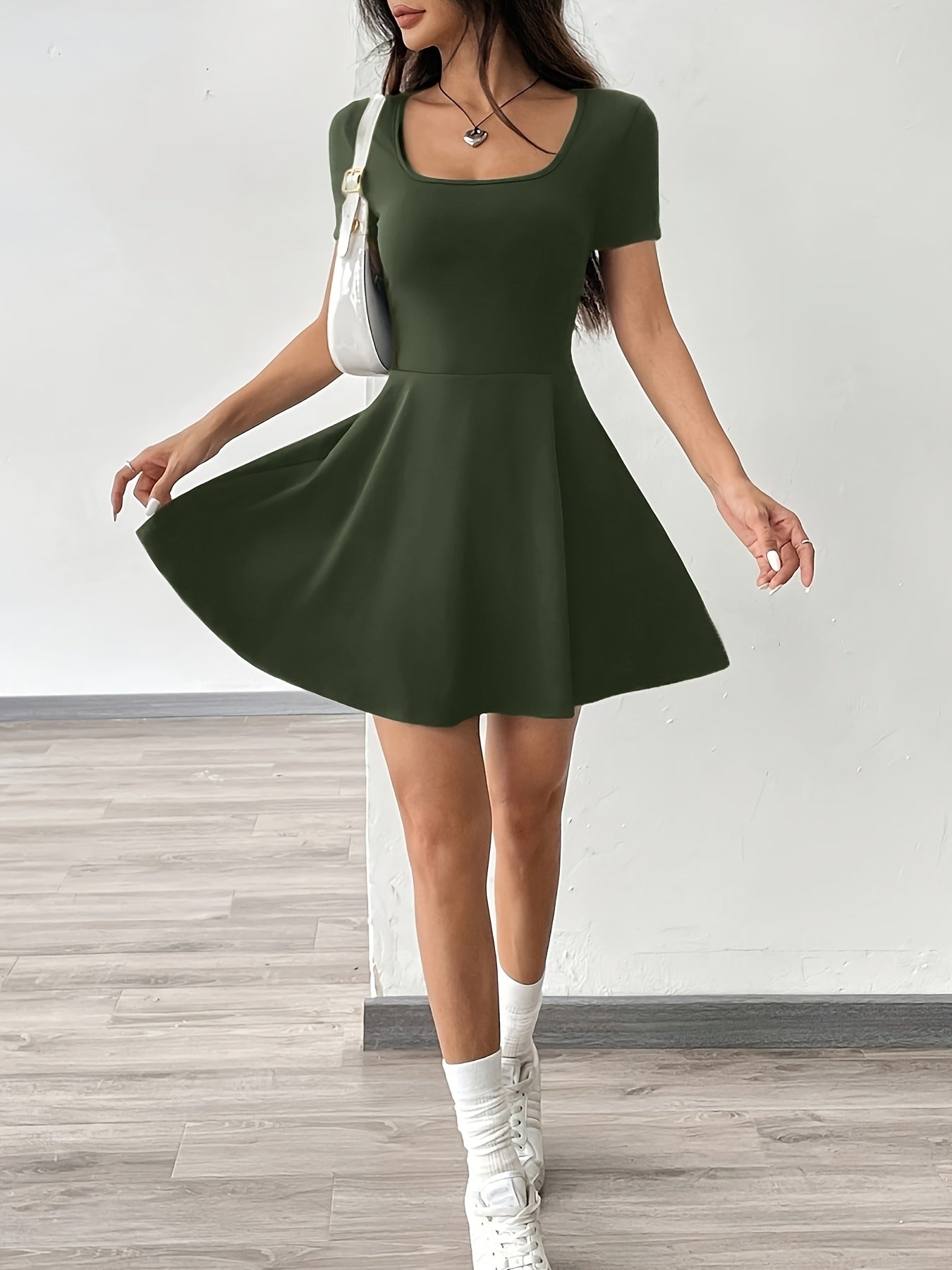 [Pink Short Sleeve Dress] Casual Comfort Fit Women's Pink Short Sleeve Dress | Perfect for Home & Fitness, Summer Style.