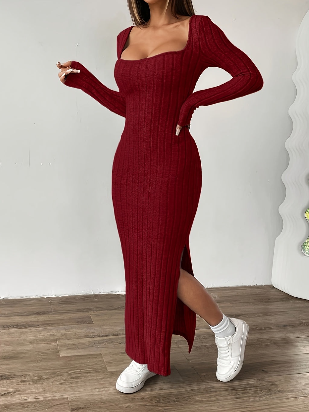 Elegant Long Sleeve A-Line Dress
