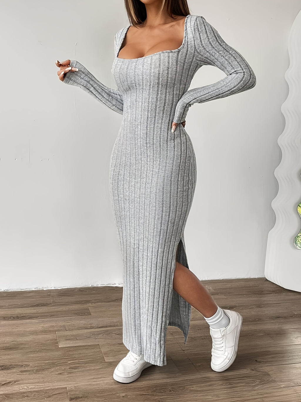 Elegant Long Sleeve A-Line Dress