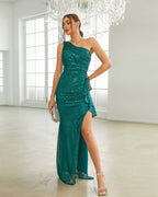 One-Shoulder Sequin Maxi