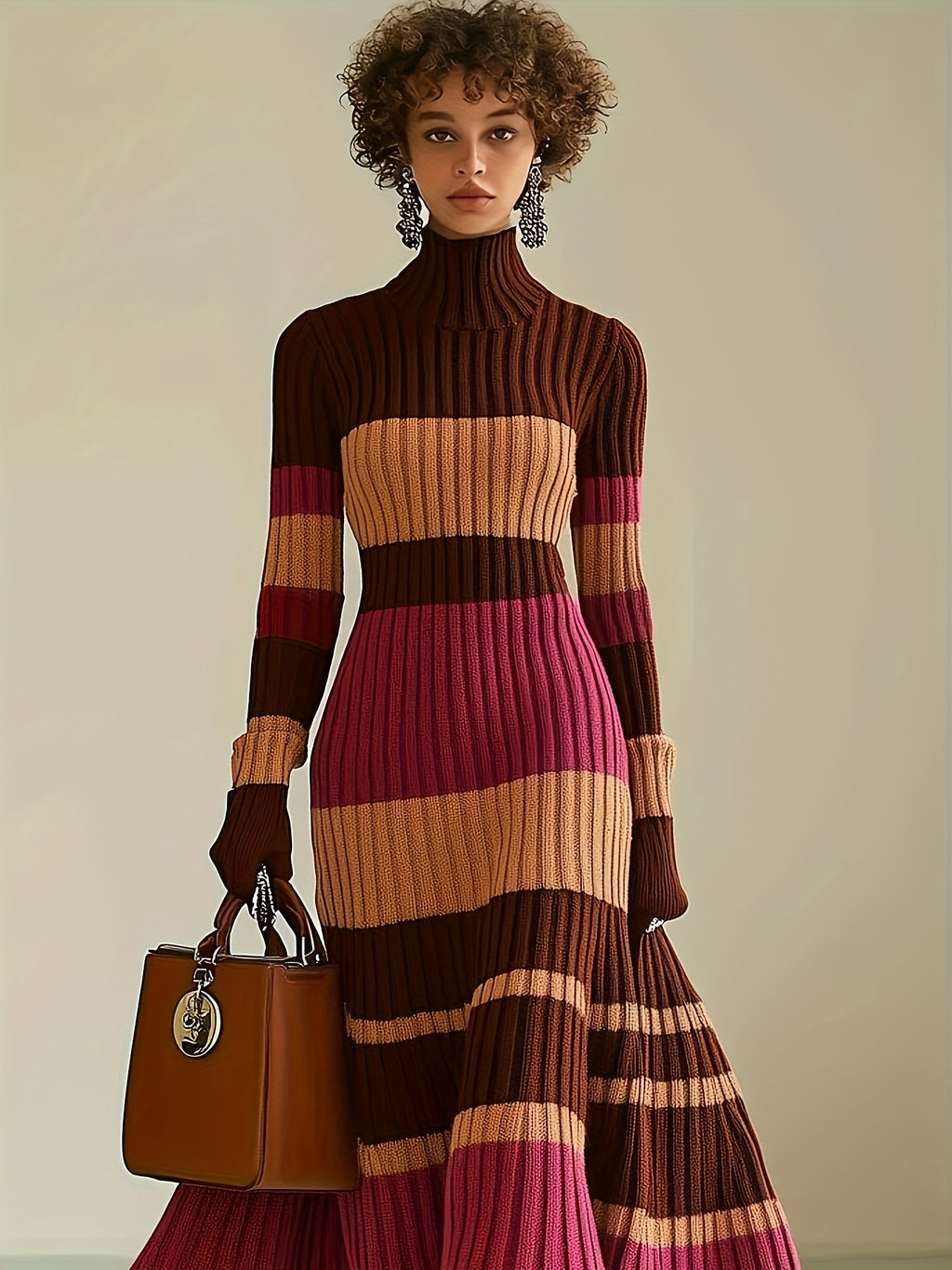 Women’s Color Block Casual Sweater Dress