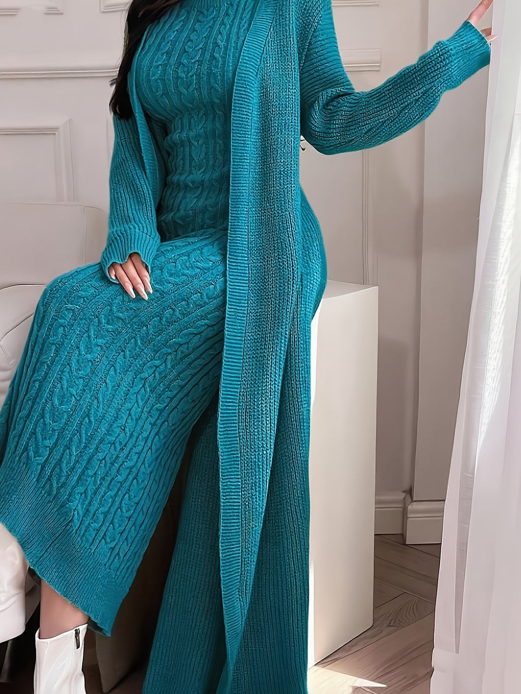 Elegant Two-Piece Knitted Sweater Set for Women
