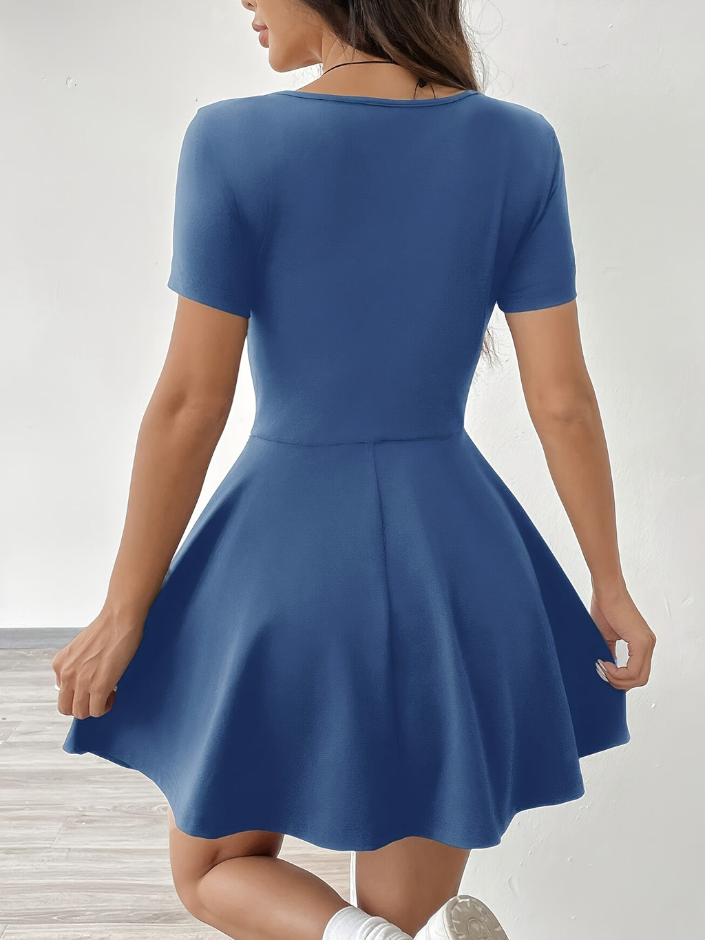 [Vestido rosa de manga curta] Vestido feminino rosa de manga curta casual e confortável | Perfeito para casa e fitness, estilo verão