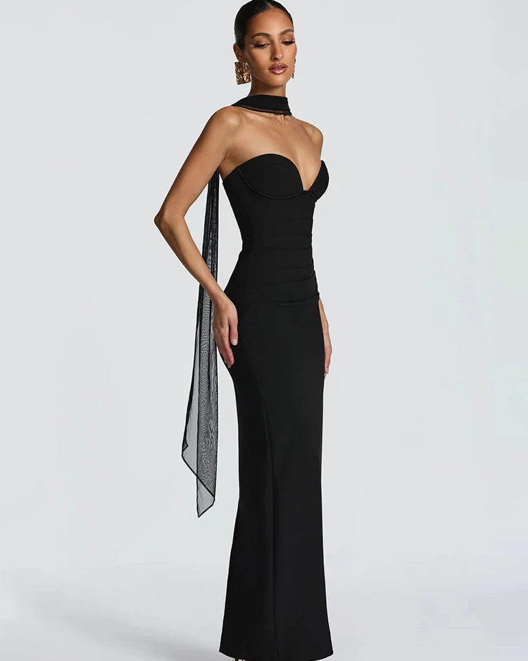Elegant Off-Shoulder Backless Maxi Dress