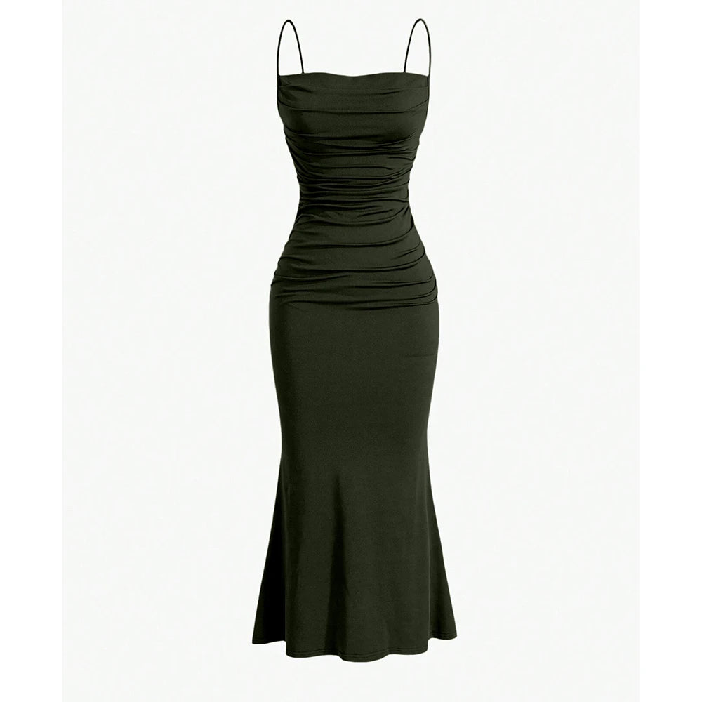 Mia Muse Women’s Maxi Party Dress – Spaghetti Strap Slim Fit Elegant Evening & Wedding Guest Summer Dress.