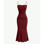 Mia Muse Women’s Maxi Party Dress – Spaghetti Strap Slim Fit Elegant Evening & Wedding Guest Summer Dress.