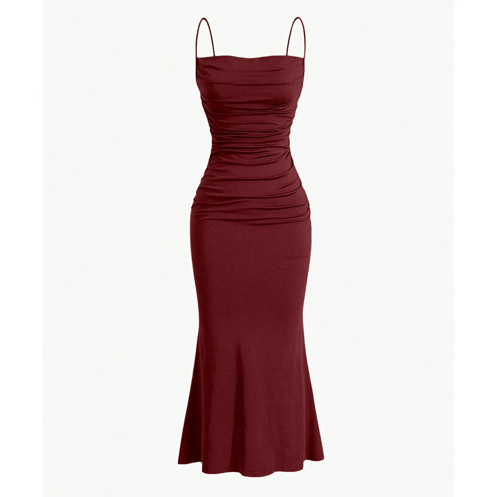 Mia Muse Women’s Maxi Party Dress – Spaghetti Strap Slim Fit Elegant Evening & Wedding Guest Summer Dress.