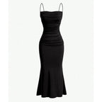 Mia Muse Women’s Maxi Party Dress – Spaghetti Strap Slim Fit Elegant Evening & Wedding Guest Summer Dress.