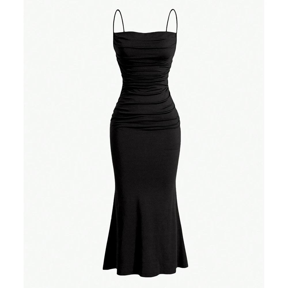 Mia Muse Women’s Maxi Party Dress – Spaghetti Strap Slim Fit Elegant Evening & Wedding Guest Summer Dress.