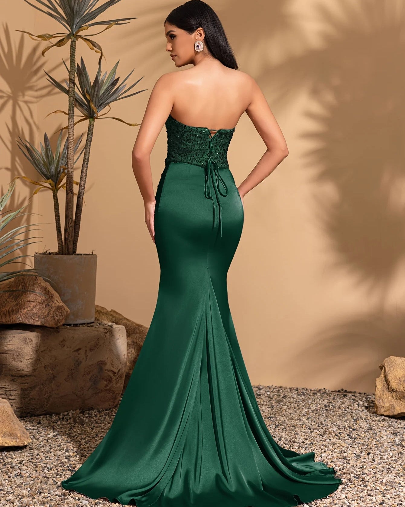Satin Strapless Mermaid Evening Dress