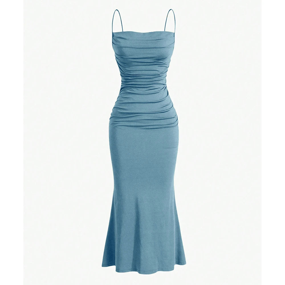 Mia Muse Women’s Maxi Party Dress – Spaghetti Strap Slim Fit Elegant Evening & Wedding Guest Summer Dress.
