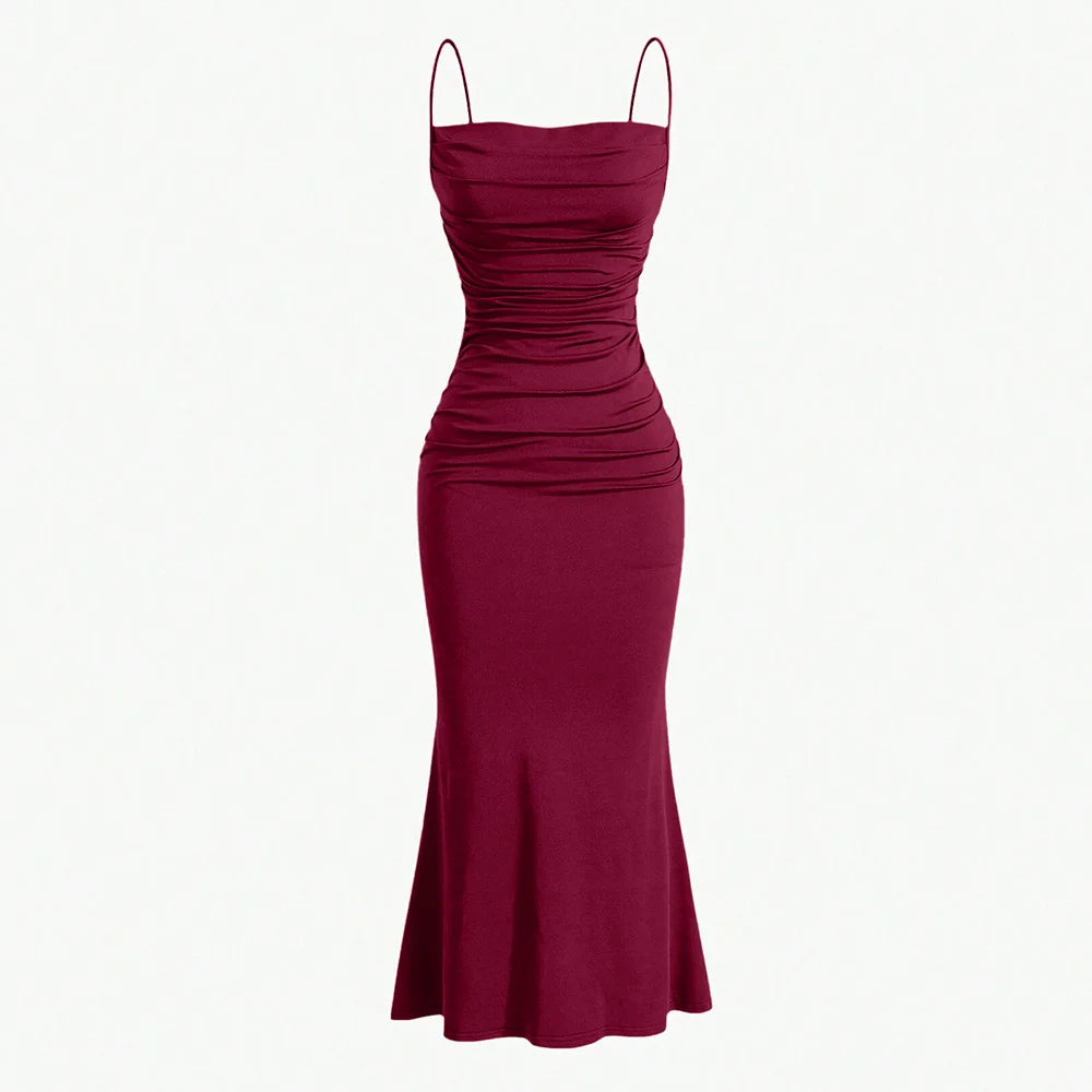 Mia Muse Women’s Maxi Party Dress – Spaghetti Strap Slim Fit Elegant Evening & Wedding Guest Summer Dress.