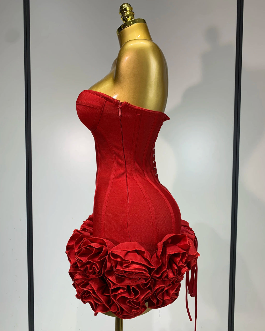 Strapless Backless Flower Mini Bandage Dress