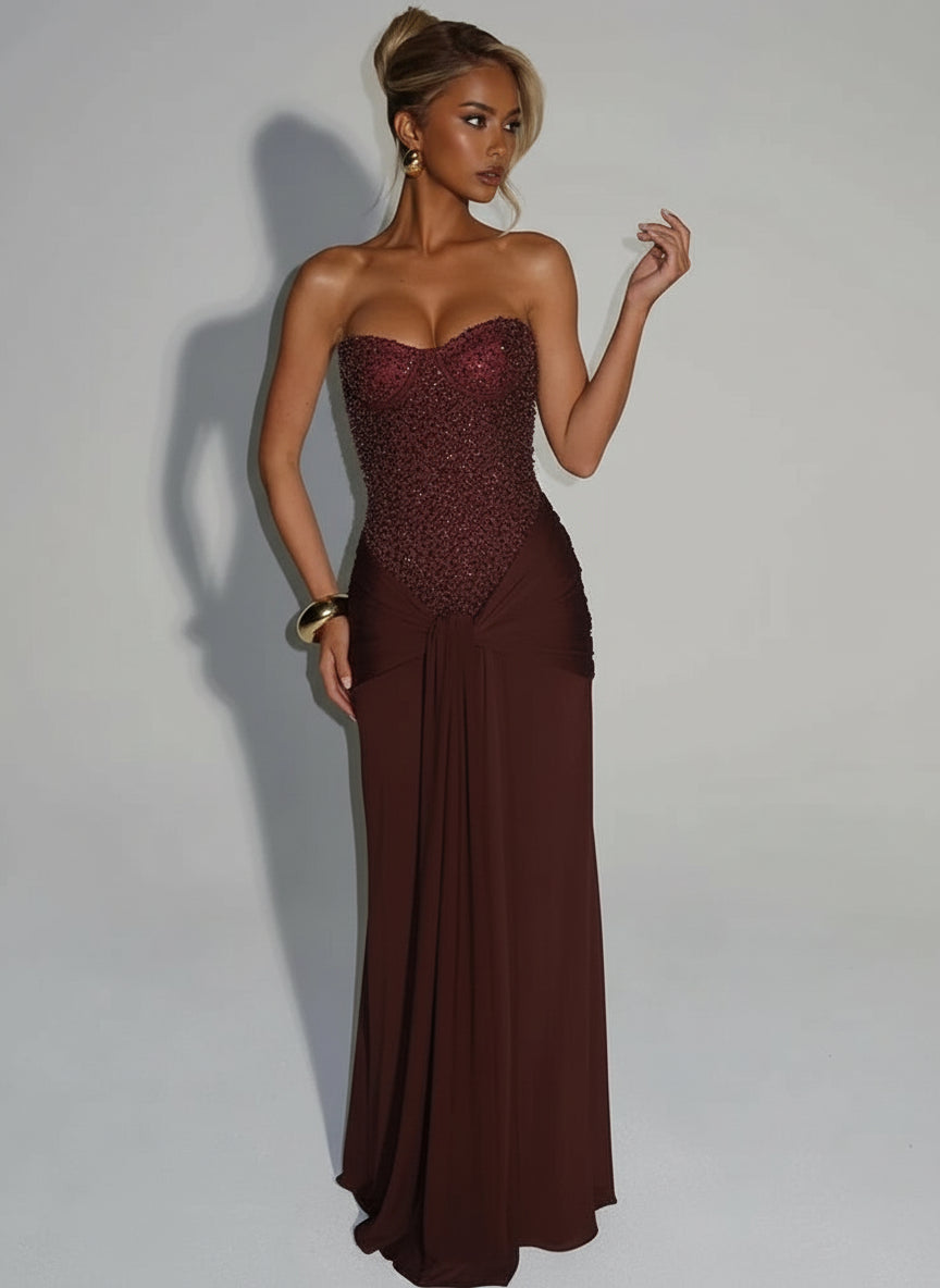 Women’s Sparkle Off-Shoulder Maxi Dress