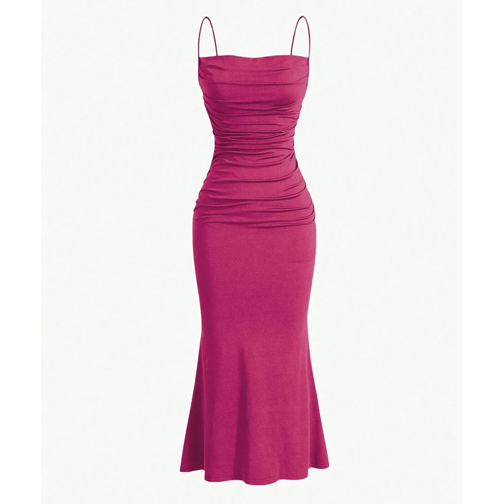 Mia Muse Women’s Maxi Party Dress – Spaghetti Strap Slim Fit Elegant Evening & Wedding Guest Summer Dress.