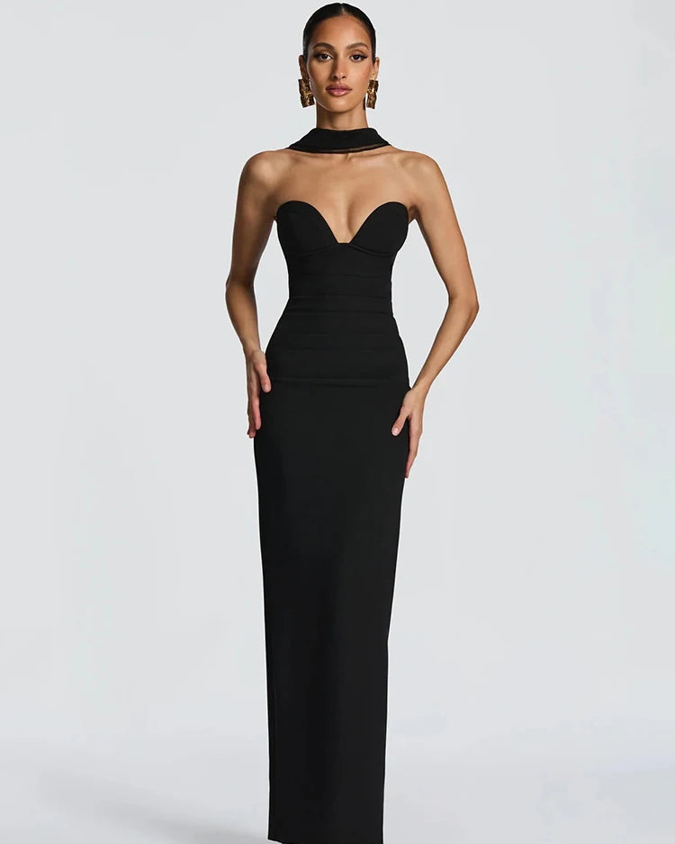 Elegant Off-Shoulder Backless Maxi Dress