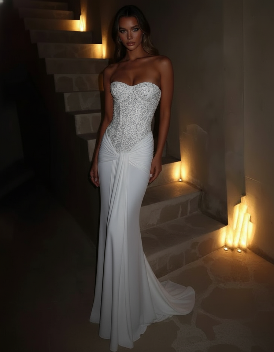 Women’s Sparkle Off-Shoulder Maxi Dress