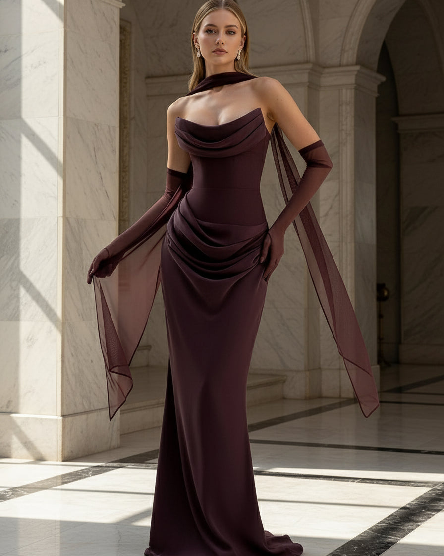 Off-Shoulder Backless Maxi Dress