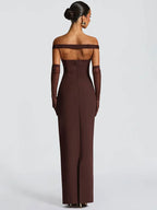 Scarf Collar Off-Shoulder Maxi