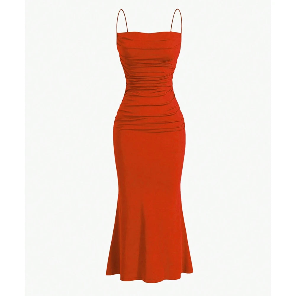 Mia Muse Women’s Maxi Party Dress – Spaghetti Strap Slim Fit Elegant Evening & Wedding Guest Summer Dress.