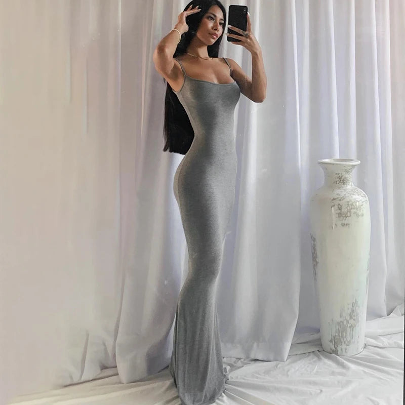 Women’s Elegant Bodycon Maxi Dress – Sleeveless Backless Summer Party Club Sundress.
