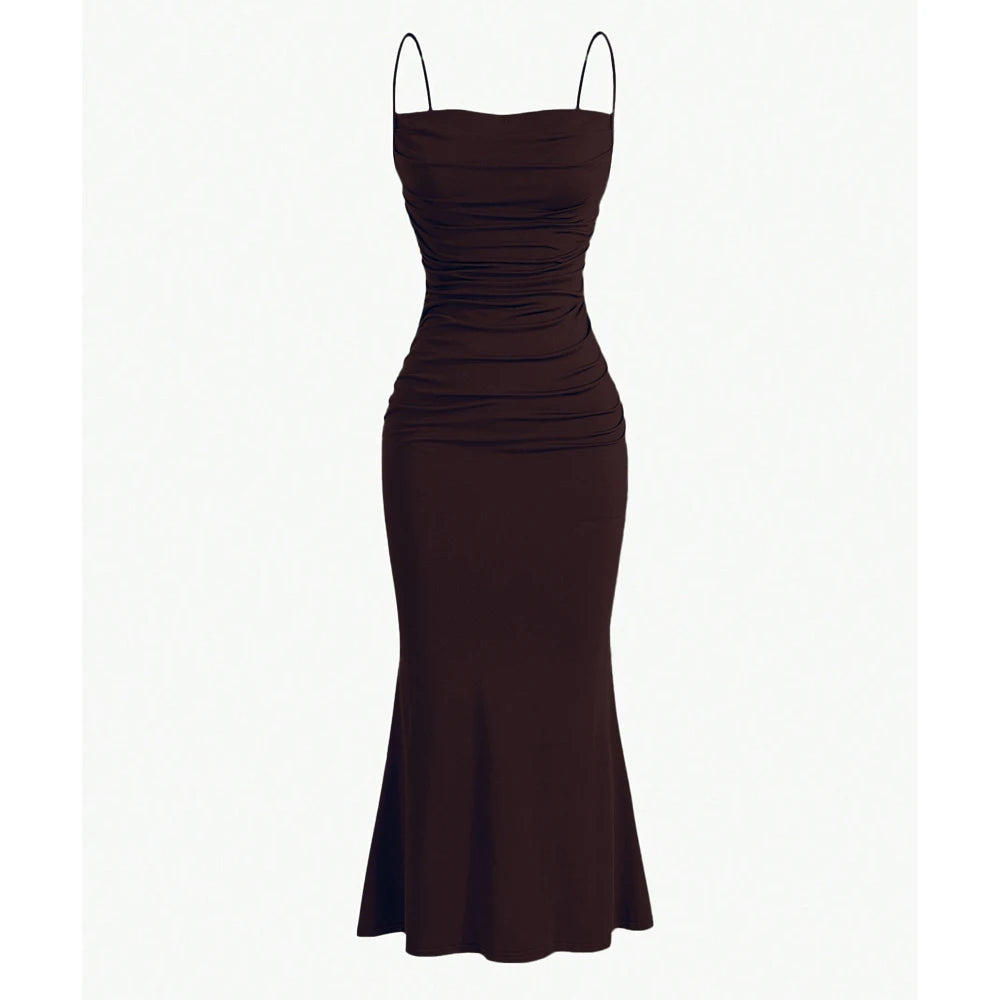 Mia Muse Women’s Maxi Party Dress – Spaghetti Strap Slim Fit Elegant Evening & Wedding Guest Summer Dress.