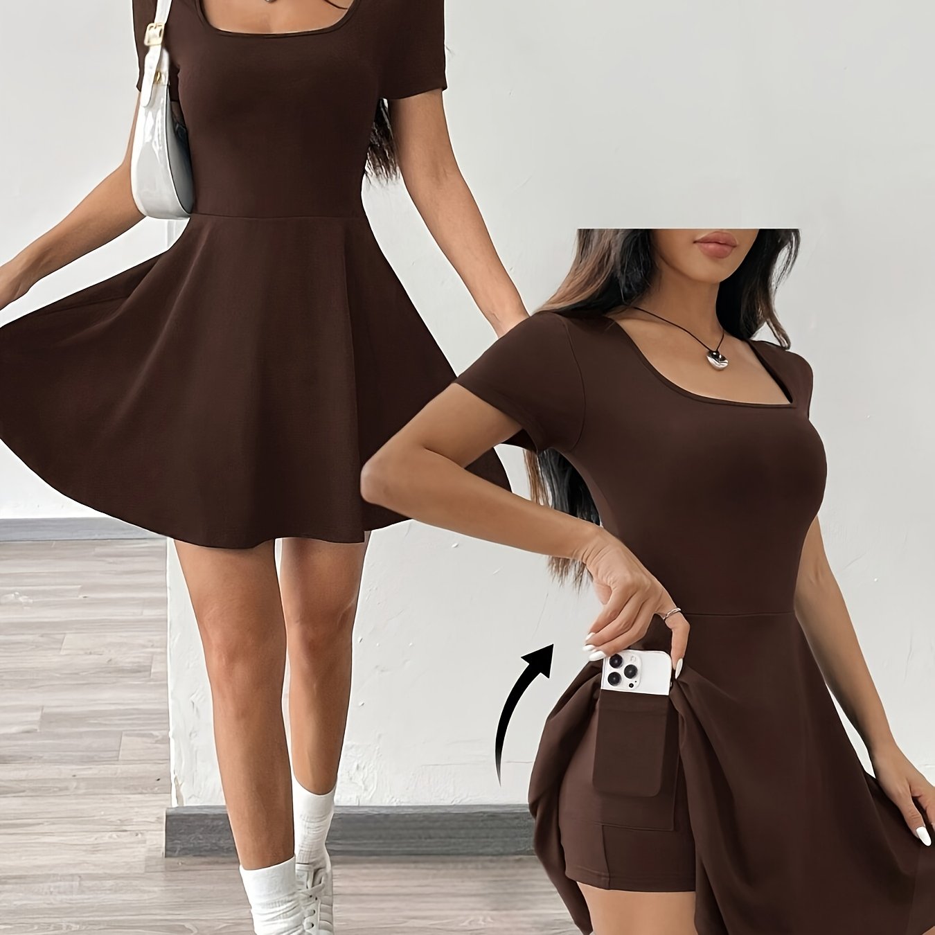 [Pink Short Sleeve Dress] Casual Comfort Fit Women's Pink Short Sleeve Dress | Perfect for Home & Fitness, Summer Style.