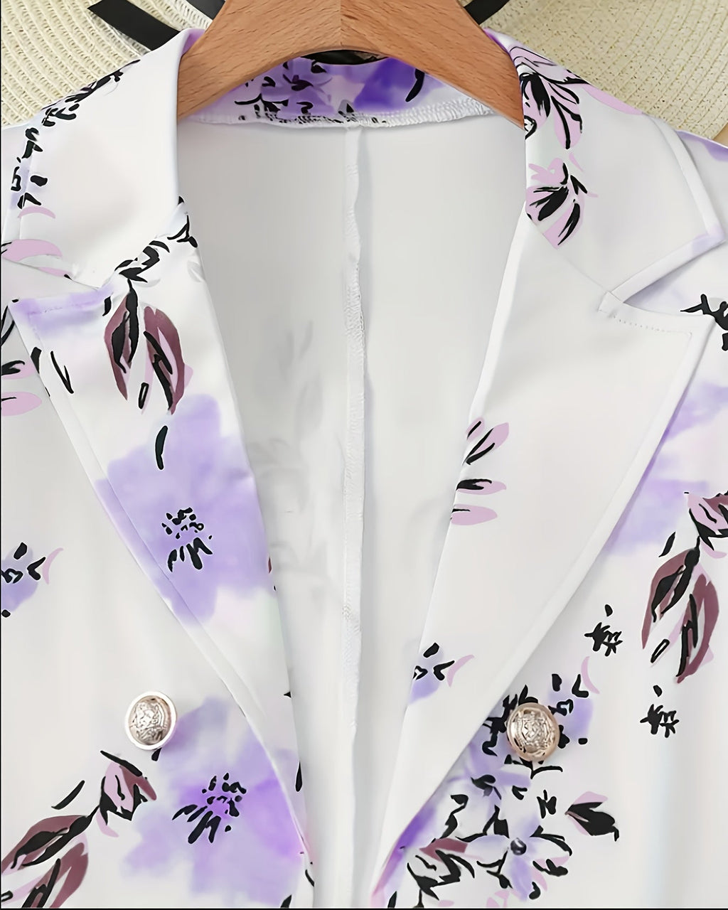 Elegant Floral Blazer and Skirt Set