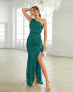 One-Shoulder Sequin Maxi