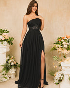 One-Shoulder High-Slit Dress