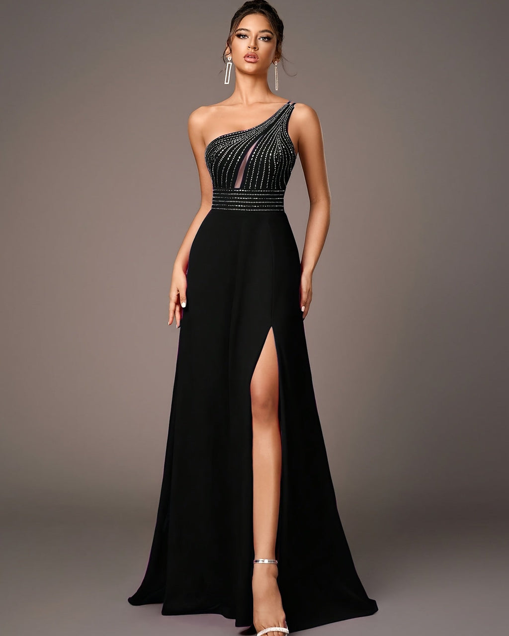 Elegant Black One-Shoulder Evening Dress
