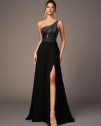 Black One-Shoulder Evening