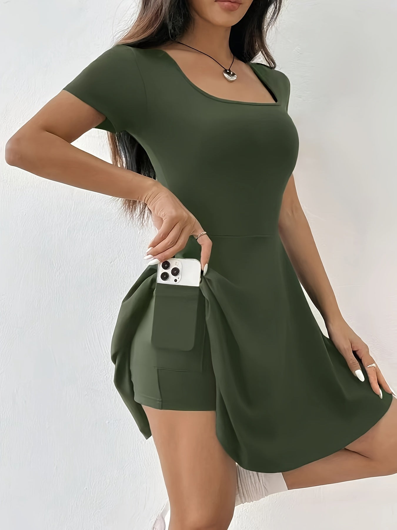[Pink Short Sleeve Dress] Casual Comfort Fit Women's Pink Short Sleeve Dress | Perfect for Home & Fitness, Summer Style.