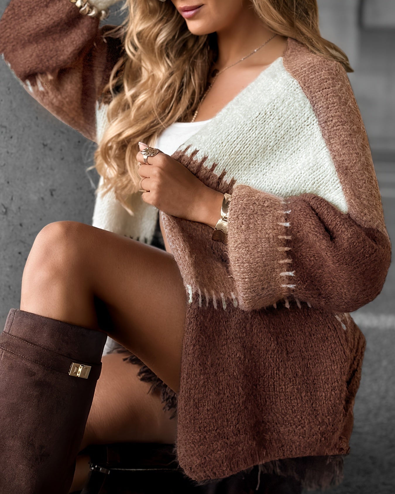 Women’s Casual Color Block Cardigan