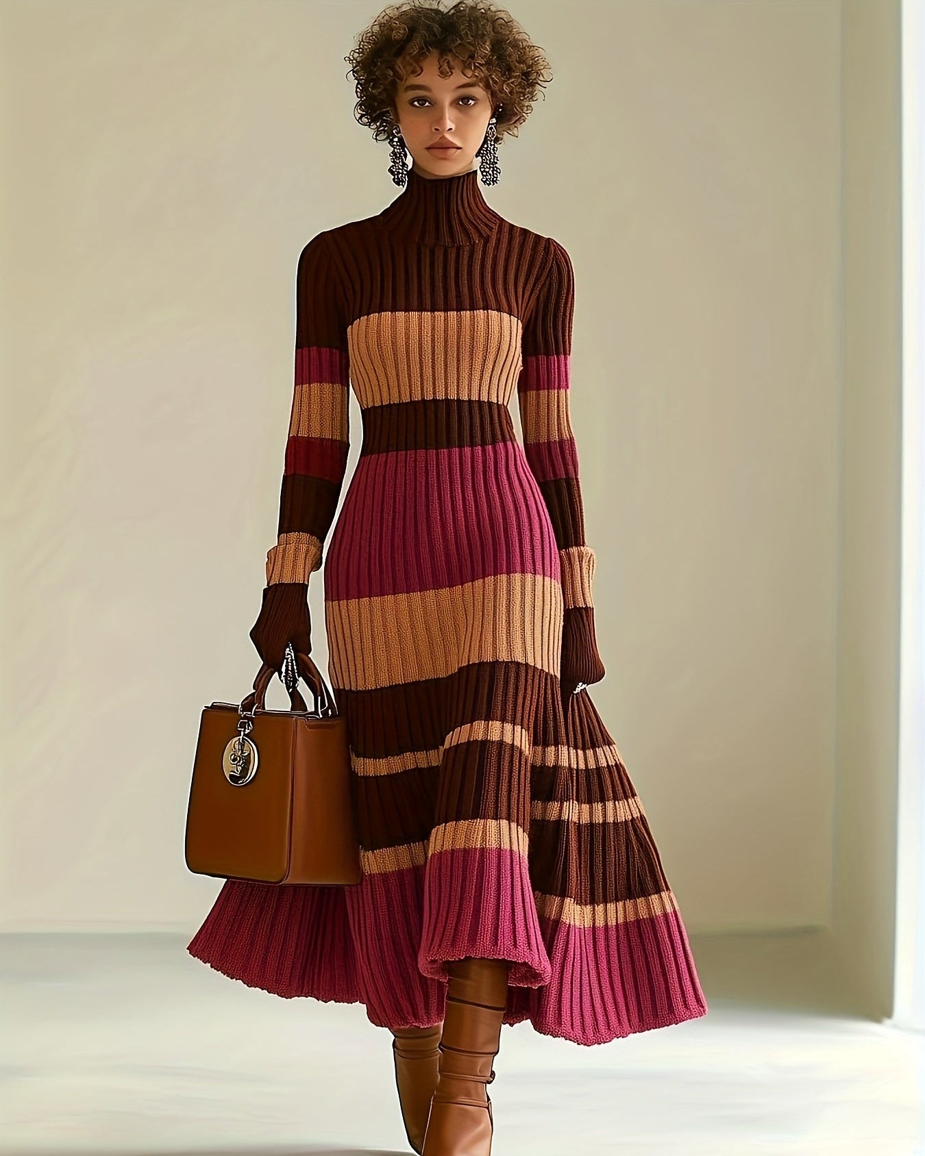 Women’s Color Block Casual Sweater Dress