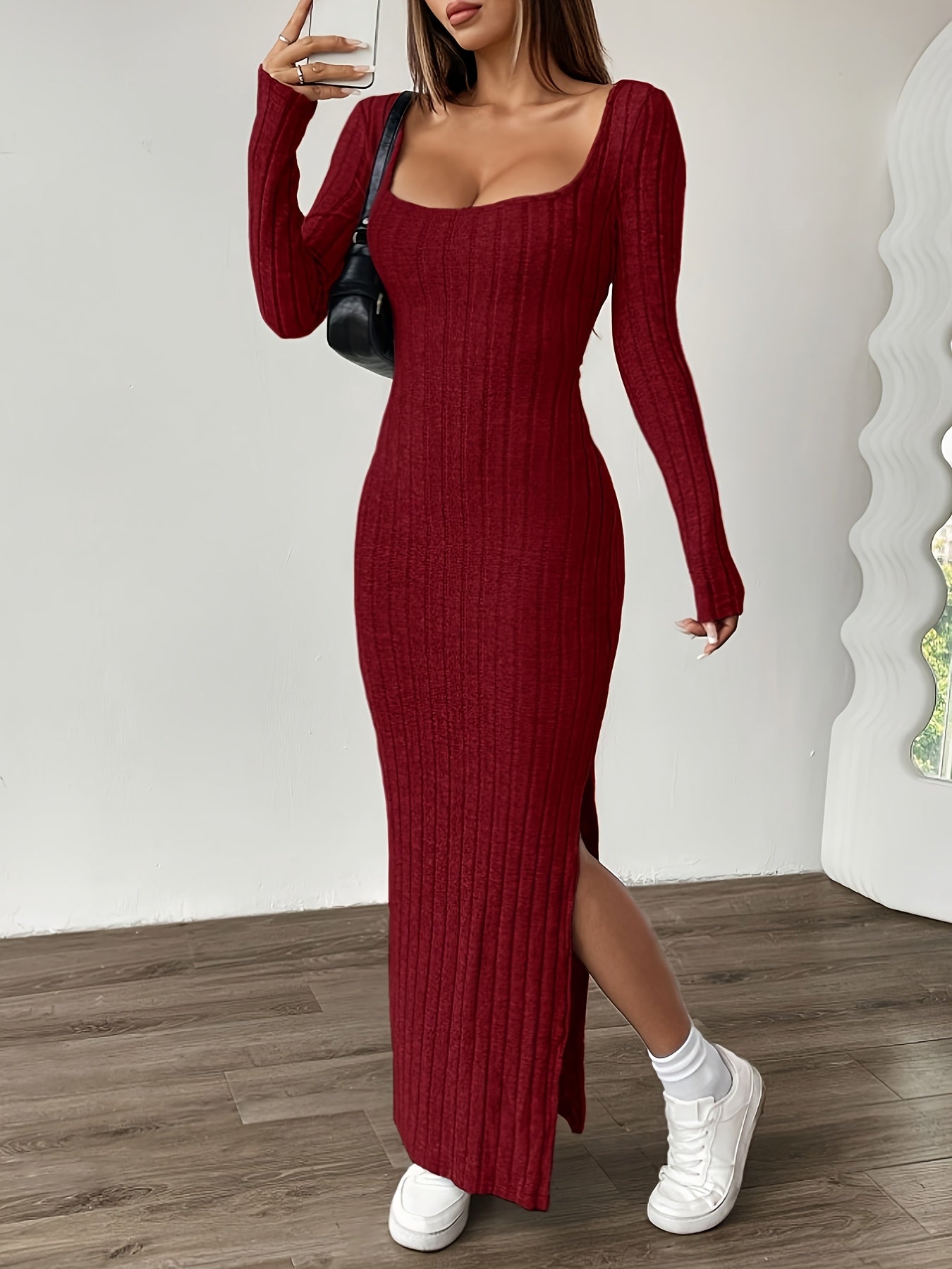 Elegant Long Sleeve A-Line Dress