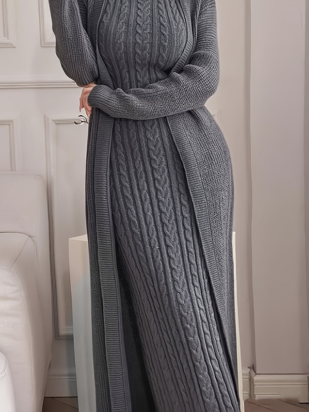 Elegant Two-Piece Knitted Sweater Set for Women